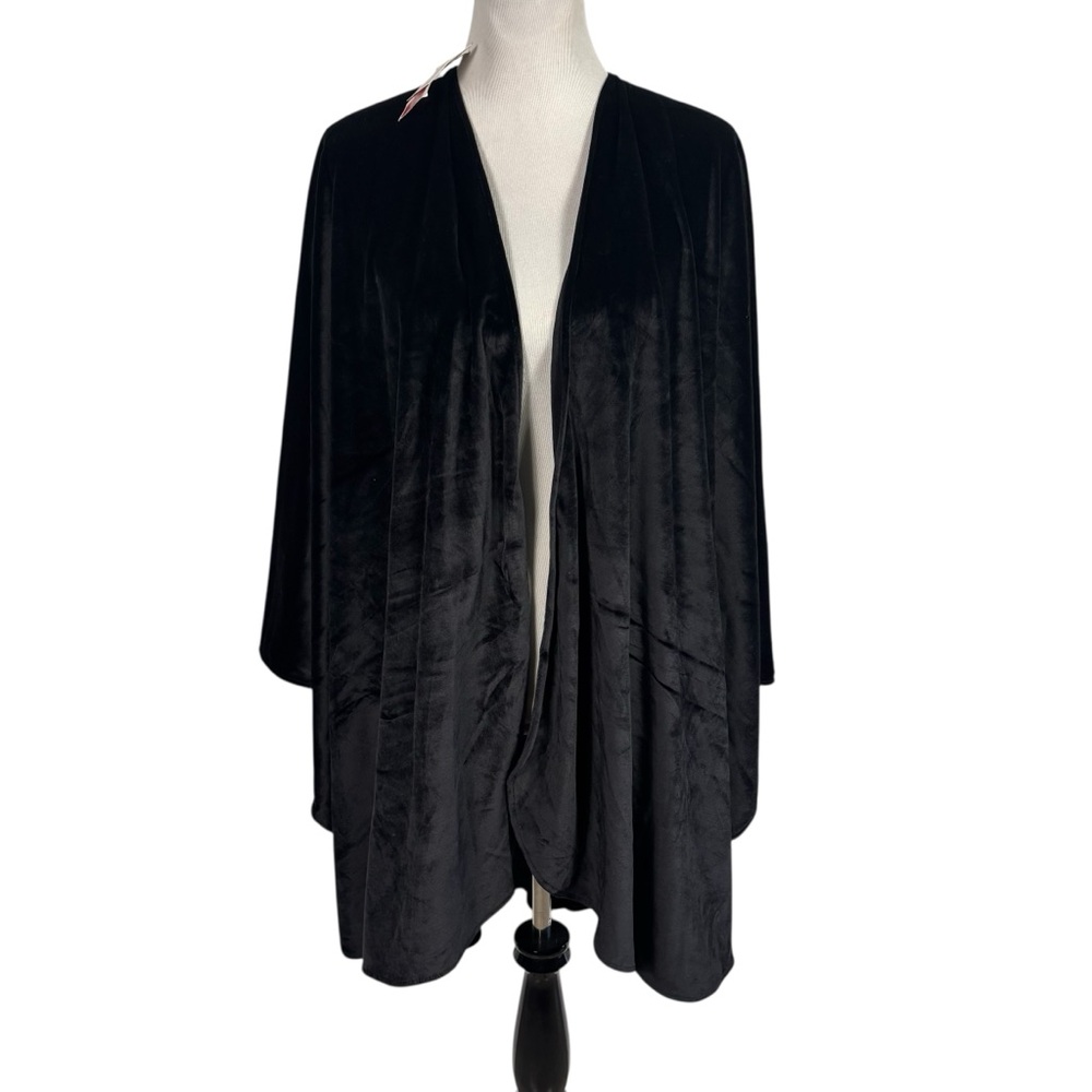 A.Brod Poncho Cardigan Women One Size Black Open Front Drape Wrap Cape Shawl NWT